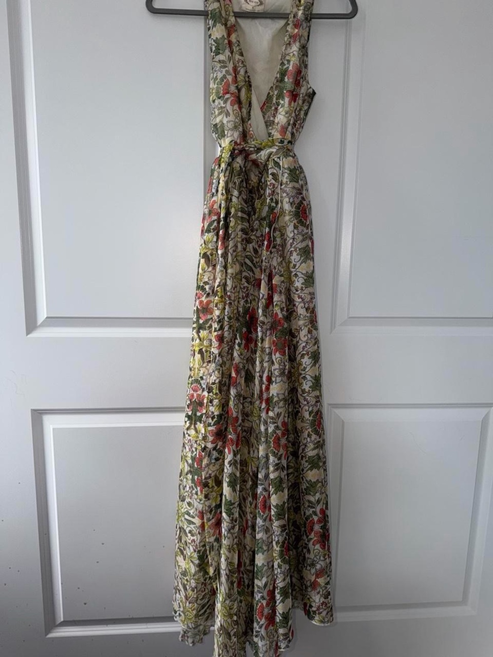 Joyfolie Floral Deep-V Maxi Dress in Olive and Rose - Picture 3 of 6